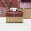 Loro Piana 2026 Extra Pocket L19 East-West Wicker Bag Canvas Calfskin