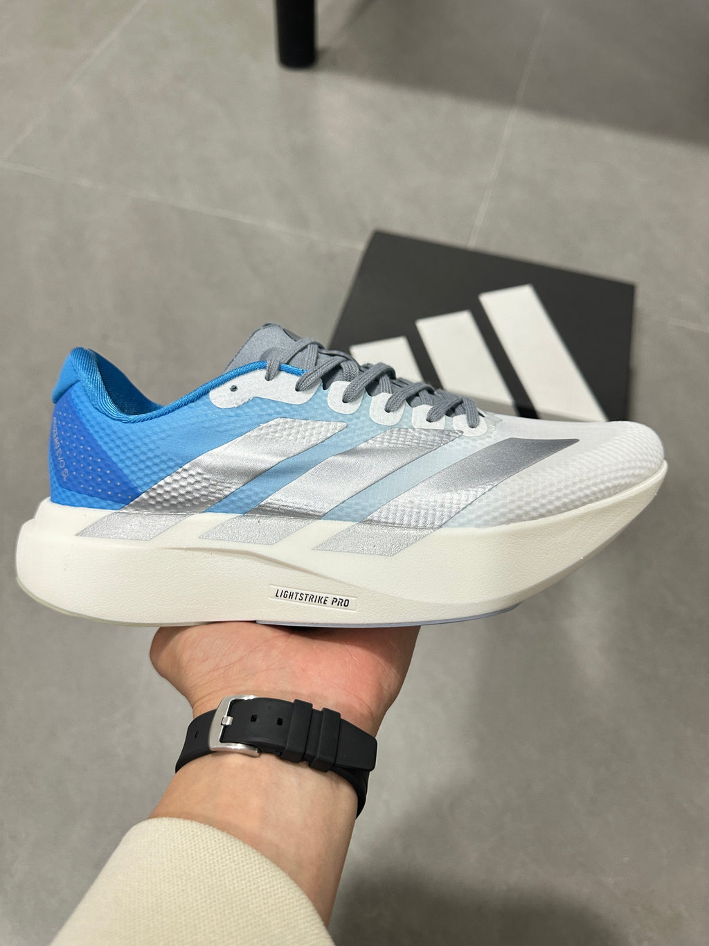 adidas Adizero EVO SL White Blue Running Shoes JR2027