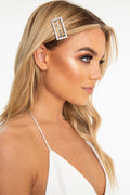 Silver Rectangle Diamante Detail Barrette - Bianca