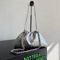 Bottega Veneta 2026 Dustbag 33cm Silver Intrecciato Lamina Satin Leather